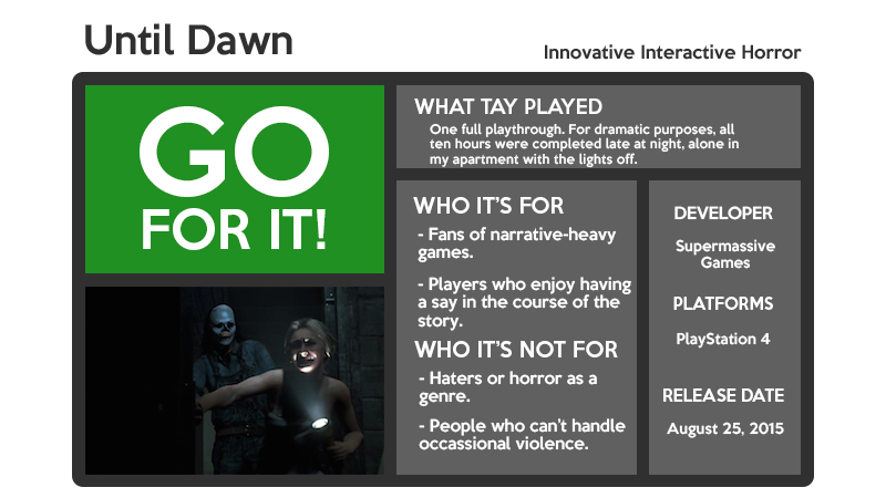 Illustration for article titled Until Dawn: The TAY Review